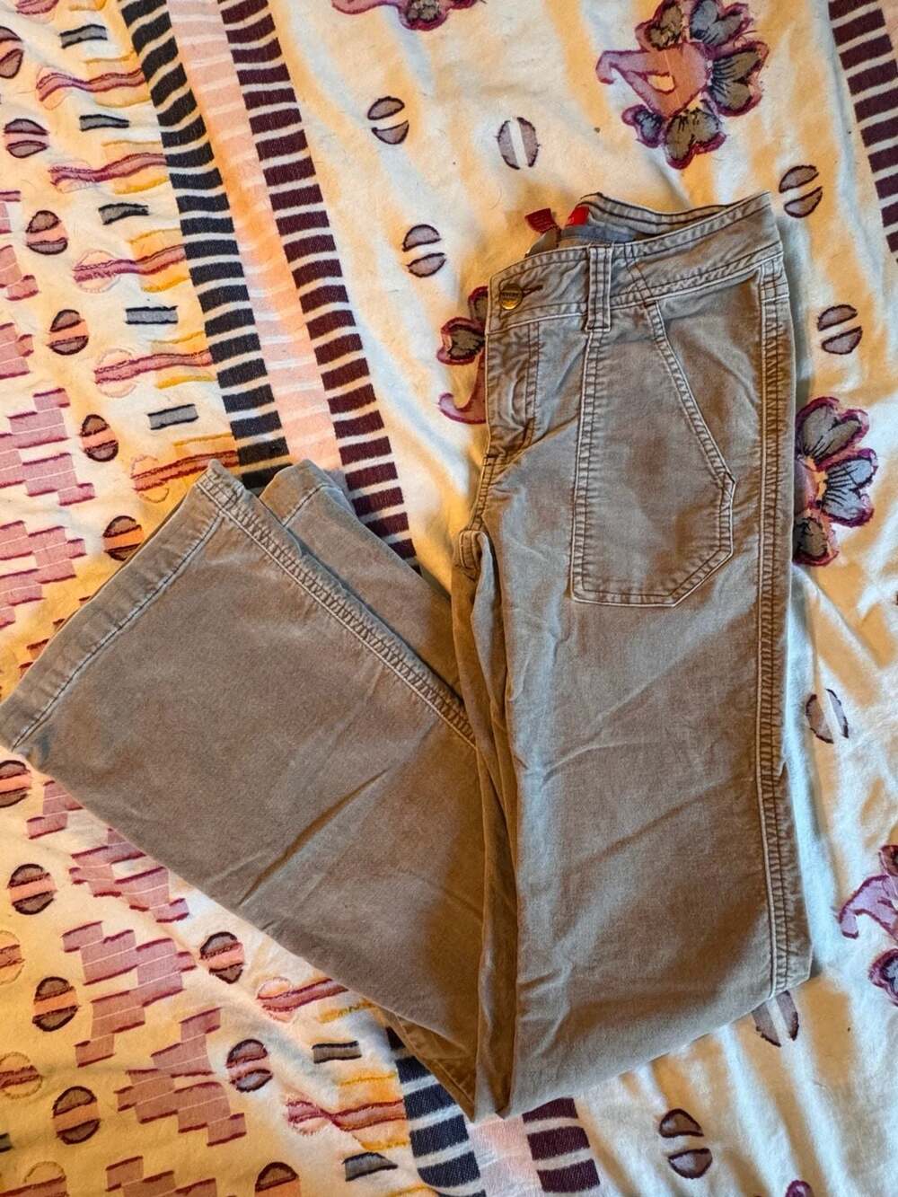 Boho Y2K Low Rise Flare Pants Indie Cargo Pocket Desert Vintage Festival Core - Picture 8 of 8